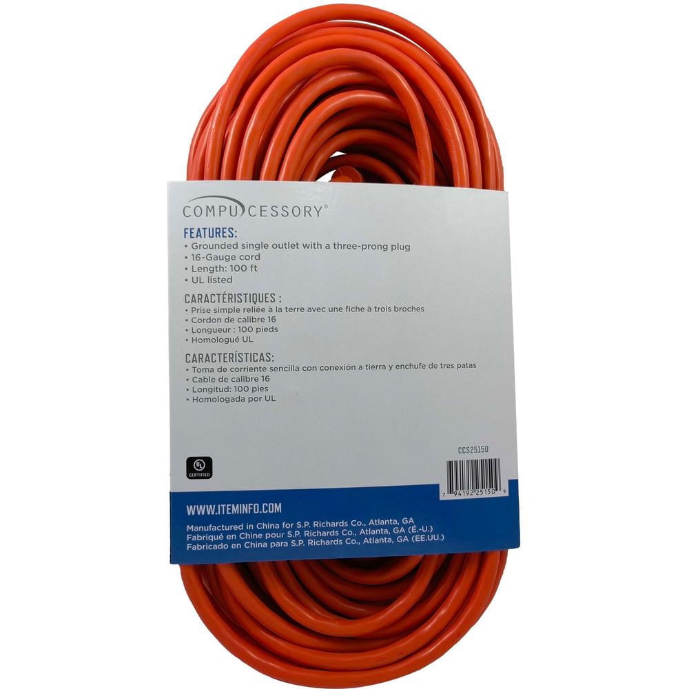 Compucessory, CCS25150, Heavy-duty Indoor/Outdoor Extsn Cord, 1, Orange