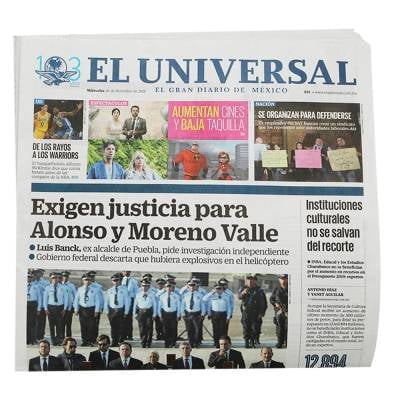 Periódico El Universal miércoles pza