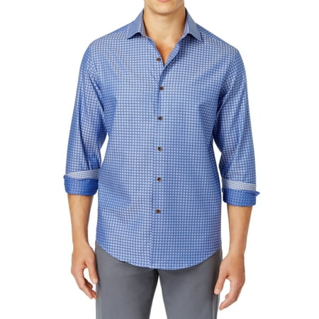 Mens Dress Shirt XL 17- Grid Windowpane 17 1/2