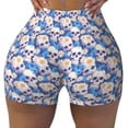 thumbnail image 2 of Daiia white Skull blue daisy Pattern Women's Workout Shorts Biker Shorts - High Waisted Workout Spandex Tummy Control Gym Running Yoga Shorts-XX-Large, 2 of 8