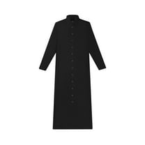 IYTR Men's Clergy Cassock Long Black Priest Robe Pastor Preacher Minister Clergyman Vestments Black XXL