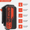 thumbnail image 6 of 2-Pack High-Output 5.0Ah 20V Battery Replacement for B+D 20V Tools LB2X4020 LB20 LBX20 LBXR20 LBXR20B LBXR2020 LBX4020 LST220 Battery, 6 of 7