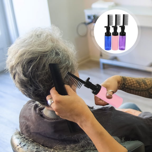 HEMOTON 3pcs Hair Dye Bottles Root Comb Applicators Hair Dye Comb Bottles Hair Dyeing Bottles(60ml)