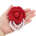 thumbnail image 4 of Uxcell Fabric Camellia Flower Brooch Elegant Pearl Tassel Pin Floral Corsage Bracelet Dual Use for Women, Red,2 Pack, 4 of 7