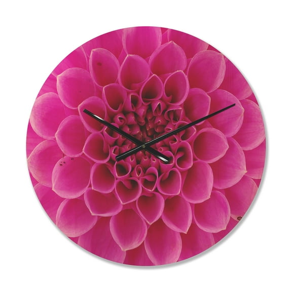 Designart 'Close Up Pink Flower and Petals' Modern Wood Wall Clock