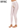 thumbnail image 2 of Pantalones ajustados sin entrepierna para mujer, lencería Sexy, disfraz brillante, elástico, Color sólido, cinturilla elástica, mallas con entrepierna abierta, 2 of 5