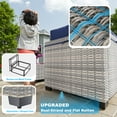 thumbnail image 3 of 8-Piece Patio Furniture Set, Outdoor Patio Furniture with 55,000 BTU Fire Pit Table, Thick Cushions, Modular Patio Sofa, Dual-Strand Wicker Rattan, Rust-Resistant Frame, Navy Blue, 3 of 7