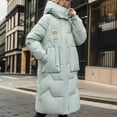 thumbnail image 2 of Tiqkatyck Womens Winter Coats, Winter Fashion Solid Color Detachable Hooded Coat Length Over The Knee Thick Down Coat With Pockets Long Puffer Jacket Womens, Winter Jackets for Women Green XXL, 2 of 8