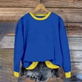 thumbnail image 2 of Holzkary Sweatshirts for Women Hoodies Women's Contrasting Color Casual Long Sleeved Round Neck Sweatshirt Graphic Printed Pullover Top Comfy Fall Winter Outfits Clothes 2025 Fashion Blue L, 2 of 3