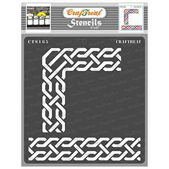 CrafTreat Celtic Border Stencils for Painting on Wood, Canvas, Paper, Fabric, Floor, Wall and Tile - Celtic Borders Inches - Reusable DIY Art and Craft Stencils for Painting Borders Celtic Borders 1 (6"x6")