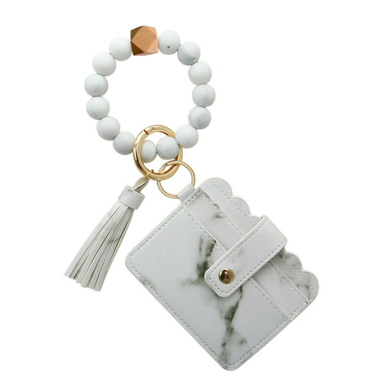 Shining crown Silicone Beaded Bracelet Keychain, Wristlet Leather