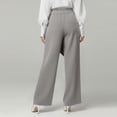 thumbnail image 4 of HADST Womens High Waisted Wide Leg Wrap Pants Asymmetrical Button Front Cotton Linen Casual Trousers, 4 of 6