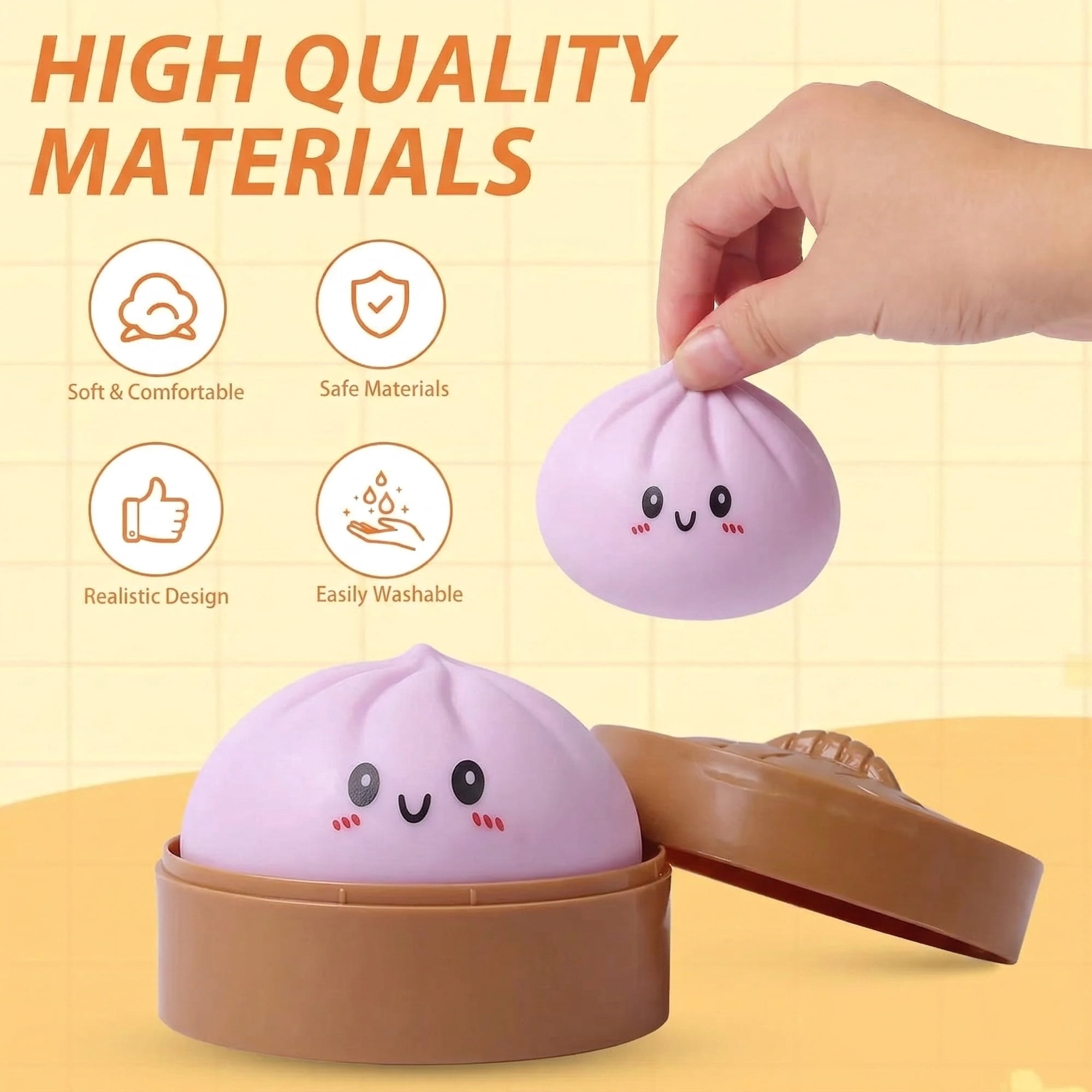 Fun Different Texture Squishy Dumpling Toy Random Color 1 Piece