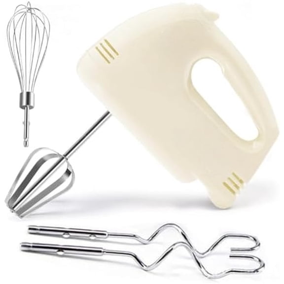 Handmixer Electric Handheld - 7 Speed Portable Kitchen Mixer Electric with 5 Stainless Steel Accessories Whisk, Food Beater for Whipping Mixing Cookies Cakes Eggs, Beige