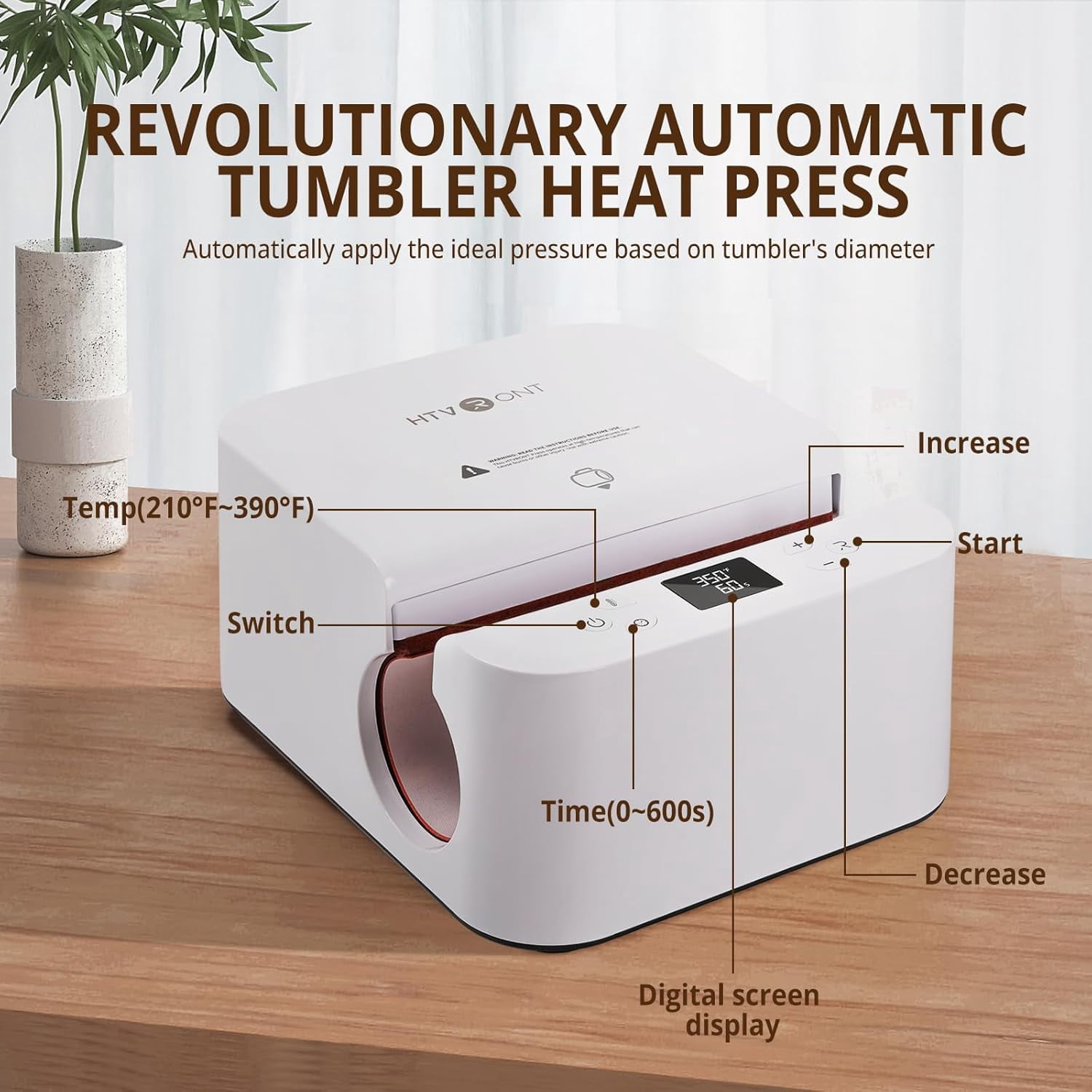 HTVRONT Auto Tumbler Mug Heat Press Machine for Sublimation DIY Print Cup Mug - Suits Various Tumblers & Mugs for Sublimation