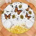 thumbnail image 2 of White Butterfly Flower Dot Pattern Round Fitted Tablecloth with Elastic Edge,Dining Table Cover Waterproof,Outdoor Round Tablecloth for Camping,Dining,Indoor and Outdoor, 2 of 7