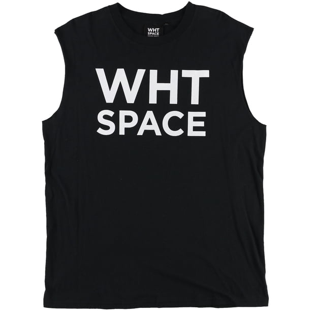 WHT SPACE Camiseta sin mangas con logotipo de algodón para hombre, negro, grande