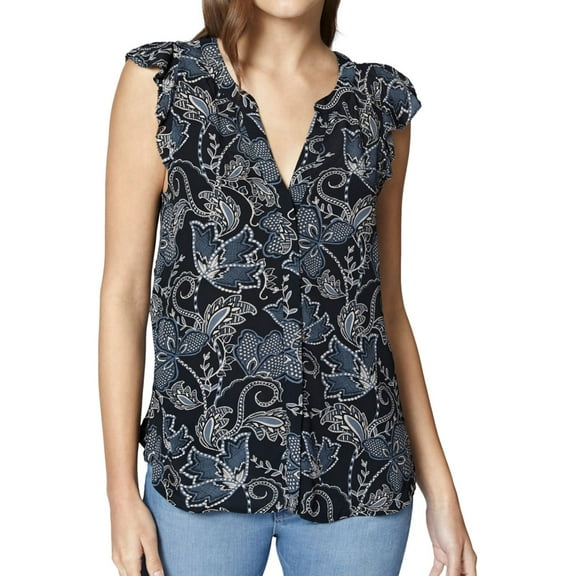 Sanctuary Clothing Womens Wildflower Button Down Blouse, Black, X-Small