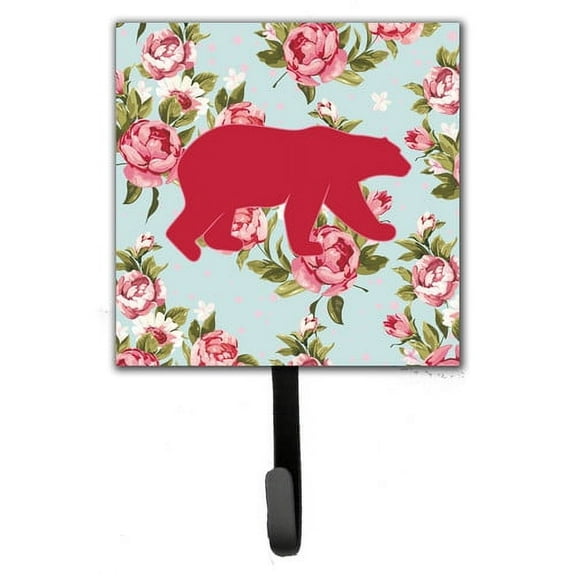 Caroline's Treasures BB1005-RS-BU-SH4 Bear Shabby Chic Blue Roses Leash or Key Holder, Blue, Single Hook, multicolor