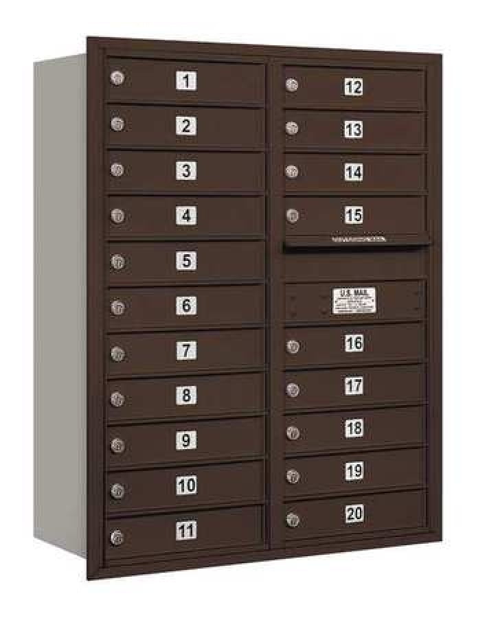 4C Horizontal Mailbox - 11 Door High Unit - Double Column - 20 MB1 Doors - Bronze - Rear Loading - Private Access