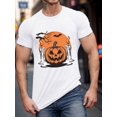 thumbnail image 1 of Halloween T-Shirt, Pumpkin Pattern - Casual Short Sleeve Summer Top, Machine Washable, 100% Cotton, Wear in All Seasons, 1 of 6