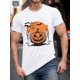 thumbnail image 1 of Camiseta de Halloween con estampado de calabaza - Top informal de verano de manga corta, lavable a máquina, 100 % algodón, ideal para todas las estaciones., 1 of 6