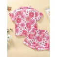 thumbnail image 4 of xiaxaixu Ensemble de Pyjamas pour Filles, Imprimé Floral Manches Courtes Col Rabattu avec Shorts à Taille Élastique, 4 of 9