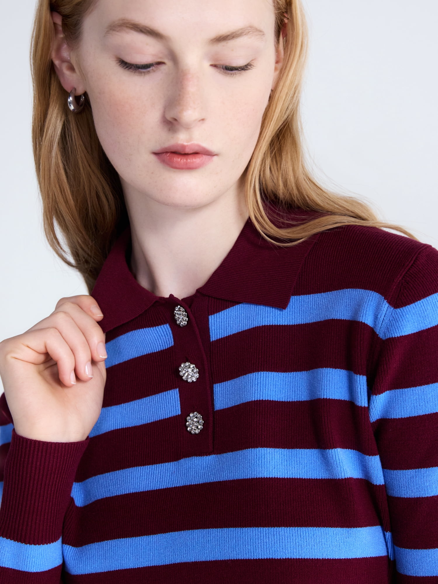 Free Assembly Women's and Women's Plus Polo Sweater with Long Sleeves, Lightweight, Sizes XS-4X