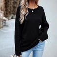 thumbnail image 2 of RYRJJ Womens Oversized Sweaters Fall Crew Neck Long Sleeve Drop Shoulder Pullover Casual Cable Knit Chunky Sweater Tops(Black,L), 2 of 7
