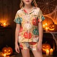 thumbnail image 2 of KPOPLK Halloween Kids Pajama Sets Girls Satin Silk Short Sleeve Tops and Shorts 2-Piece Snug-Fit Holiday Pajamas Soft Sleepwear Outfits,Size 2-3 Years, 2 of 5
