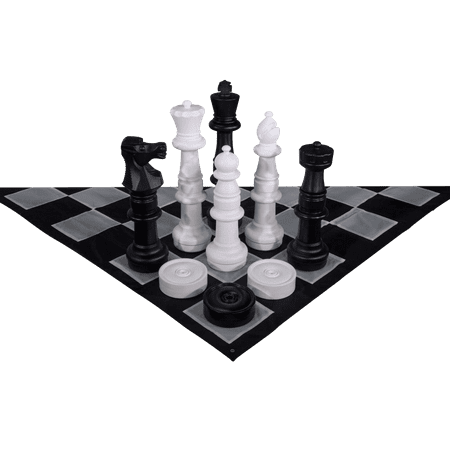 MegaChess Outdoor Chess Set Giant with 37 King Bundle Mat & Checkers set