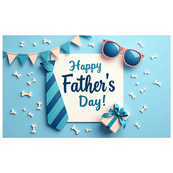 Striped Tie Happy Father's Day Banner Gift Box Celebration Backdrop for Father's Day Party Decoration Event Celebration