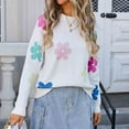 thumbnail image 2 of Teens Girls Cute Sweaters for Women Trendy Long Sleeve Shirts Loose Fit Tunic Tops 2025 White XL, 2 of 7