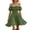 Green, variant on Women Plus Size Romper Dress Summer Off The Shoulder Square Neck Short Sleeve High Waist Ruffle Boho Short Jumpsuit Wine,S