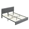 thumbnail image 3 of King Size Platform Bed Frame, SEGMART Upholstered Platform Bed Frame with Headboard, Metal Bed Frame with Slat Support,No Box Spring Needed, Gray, 3 of 7