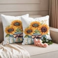 thumbnail image 2 of Summer Sunflowers Outdoor Waterproof Pillow Covers, Spring Watercolor Floral Leaf Bow Vase Decorative Square Throw Pillowcase Sofa Cushion Sham for Patio/Couch/Chair, 24"x24" 2 Pack, 2 of 8