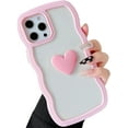 thumbnail image 6 of for iPhone 12 Pro Max Case(6.7" 2020), Cute Clear 3D Love Heart Wavy Frame Full Protection for iPhone 12 Pro Max 6.7" Soft TPU Shockproof Phone Cover for Women Girls,Lightblue, 6 of 10