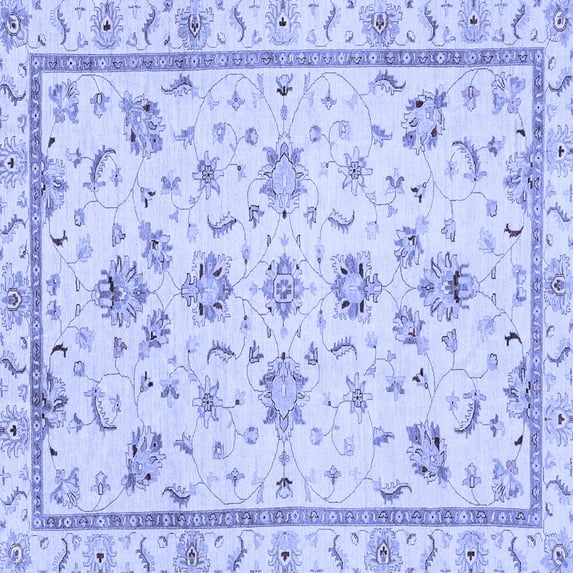 Ahgly Company Machine Washable Indoor Square Oriental Blue Traditional Area Rugs, 6' Square