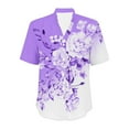thumbnail image 4 of frariair Women's Breathable Linen Blend Short Sleeve Shirt For Casual Office & Spring Outings Purple, 4 of 5