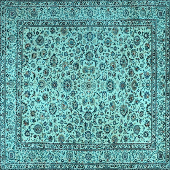 Ahgly Company Indoor Square Persian Light Blue Traditional Area Rugs, 7' Square