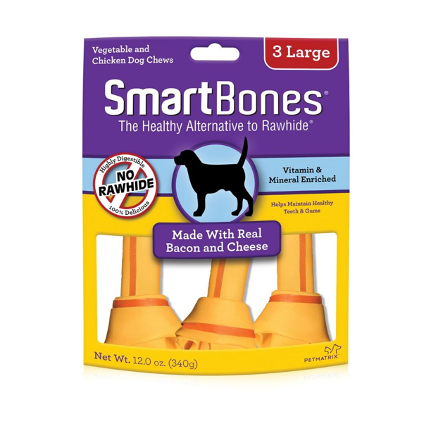 SmartBones Bacon & Cheese Bones for Dogs, Large 3 Pk