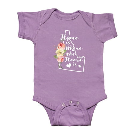 

Inktastic Idaho Home is Where the Heart is with Watercolor Floral Gift Baby Boy or Baby Girl Bodysuit