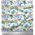 thumbnail image 1 of Soimoi Japan Crepe Satin Fabric Leaves,Butterfly & Lilac Floral Printed Craft Fabric by the Yard 42 Inch Wide, 1 of 1