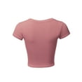thumbnail image 3 of A2Y Women's Basic Solid Printed Scoop Neck Cap Sleeve Fitted Crop Rayon Top Tee Shirt Mauve L, 3 of 3