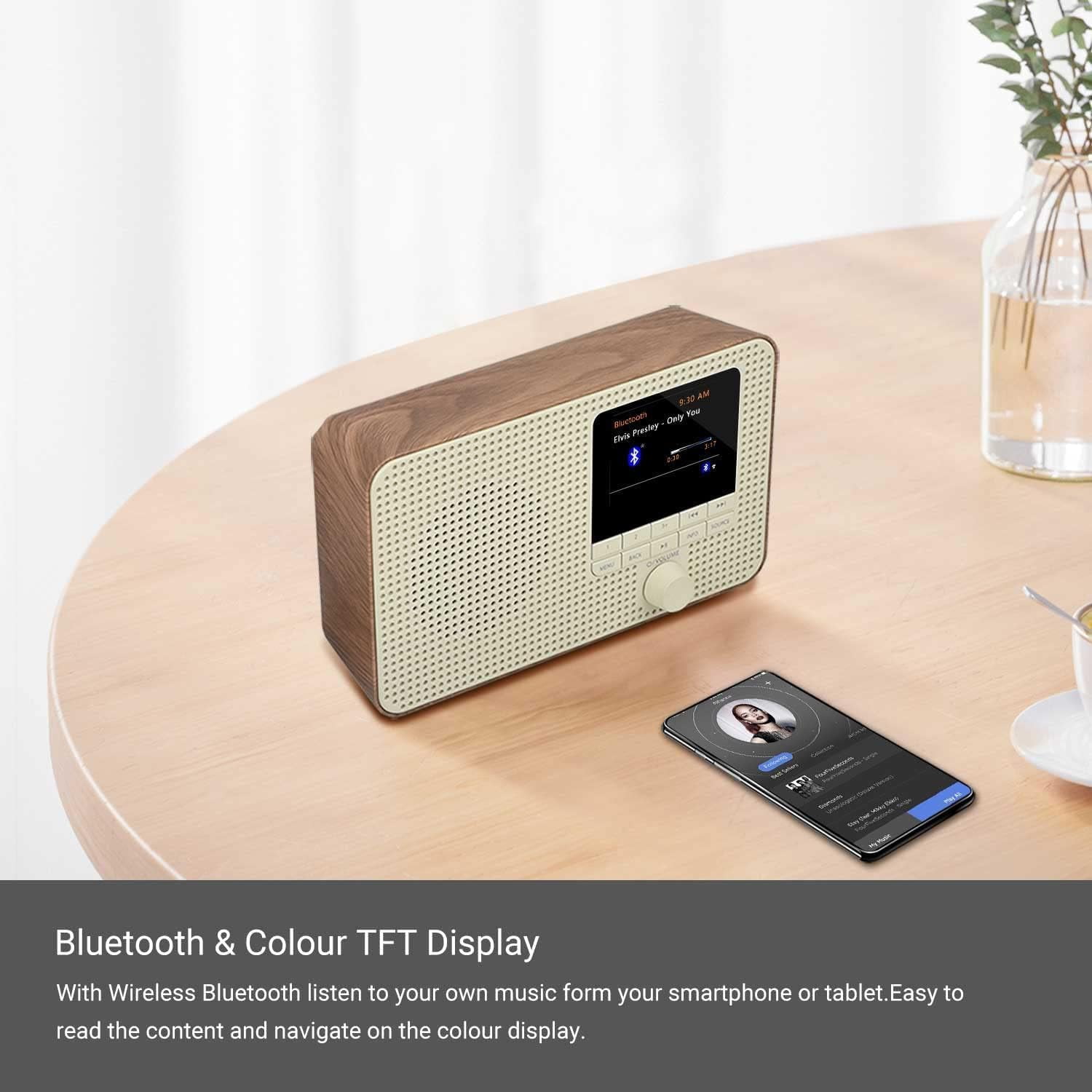 Radio Internet IR 010, Radio Dab Avec Bluetooth Et Wi-Fi, Radio Numérique Avec écran Couleur LC, Batterie, Batterie Externe Intégrée Avec Port USB, Mémoire Des Stations, Installation Compacte En Blanc