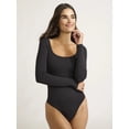 thumbnail image 3 of Joyspun Women's Seamless Slimming Square Neck Bodysuit with Long-Sleeves, 2-Pack, Sizes S-XXXL, 3 of 13