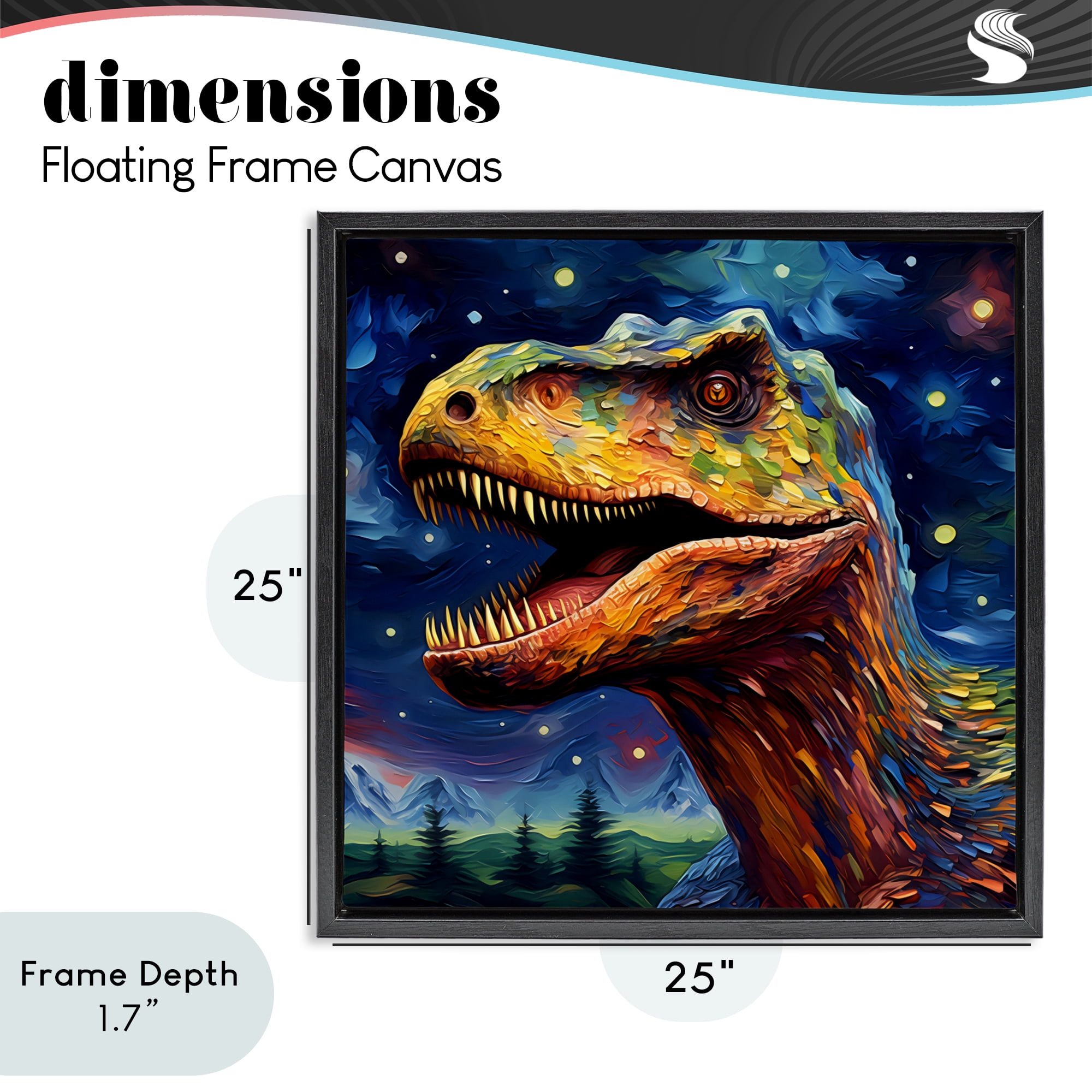 Stupell Industries Starry Sky Dinosaur Black Framed Floater Canvas Wall Art, design by Creative Studio