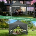 thumbnail image 3 of SANOPY 10' x 10' Pop up Canopy Tent, Adjustable Commercial Instant Outdoor Party Tent with 4 Removable Sidewalls, Carry Bag, Gray, 3 of 7