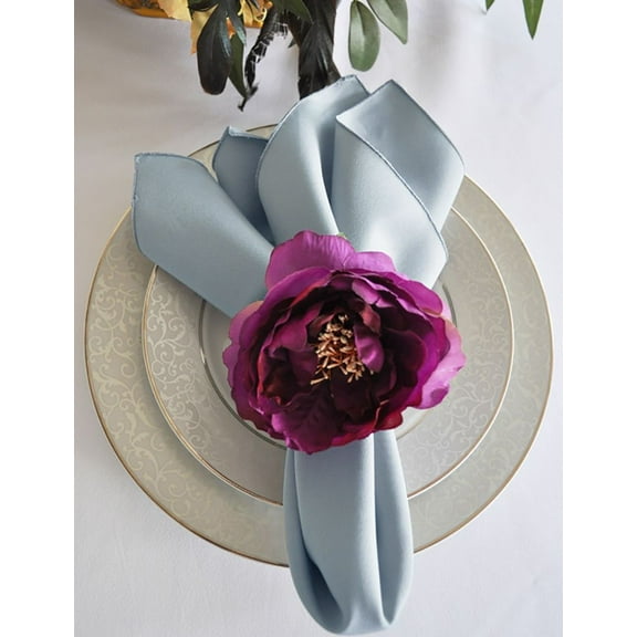 Wedding Linens Inc. (10 pcs) 17" x 17" Polyester Linen Napkins - Dusty Blue