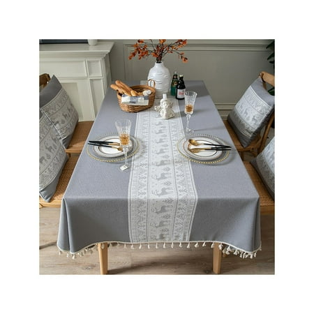 

Tassel Tablecloth Nordic Striped Table Cover Rectangle Dustproof Polyester And Linen Minimalist Outdoor Picnic And Indoor